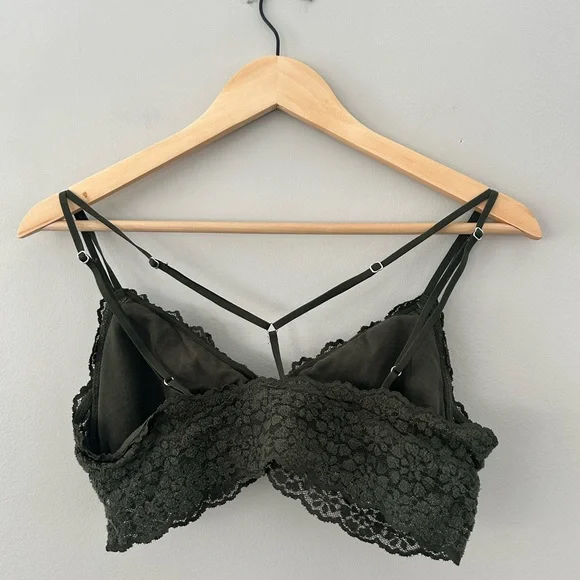 Aerie Unlined Dark Evergreen Lace Strappy Bralette - Picture 4 of 6